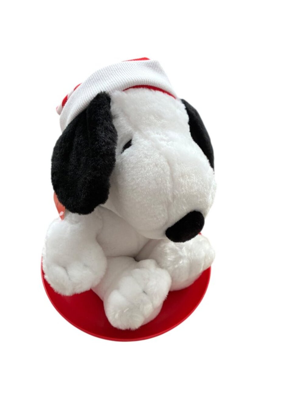 Hallmark Peanuts 9"  Snoopy‎ Plush On Red Sled With Striped Hat Christmas w/Tag